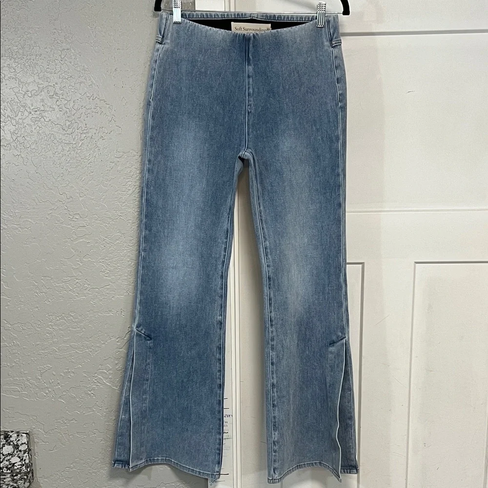 SOFT SURROUNDINGS ULTIMATE FLARE SIDE SLIT PULL ON JEANS SMALL